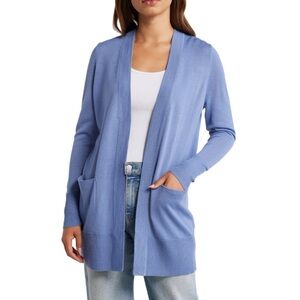 Nordstrom • Everyday Merino Wool Open Front Cardigan • Light Blue • Medium